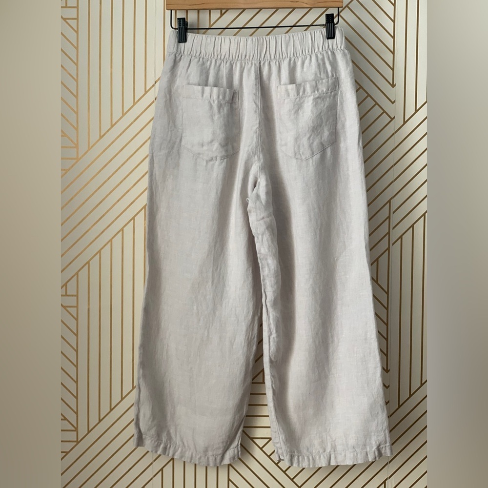 Cynthia Rowley 100% Linen Cropped culotte style crop Pant wide leg lagen look M - Picture 11 of 12